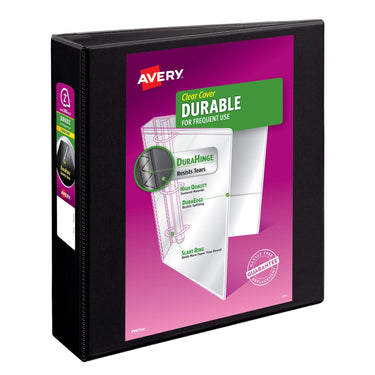 Avery(R) Durable View 3 Ring Binder, 2 Inch EZD Rings, 1 Black Binder (09500) 2